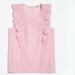 J. Crew Women’s Printed ruffle tank top  size 4 Pink White